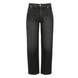 AG Adriano Goldschmied Mantra Barrel Wide Leg Coated Black Jeans Onyx NWT 27